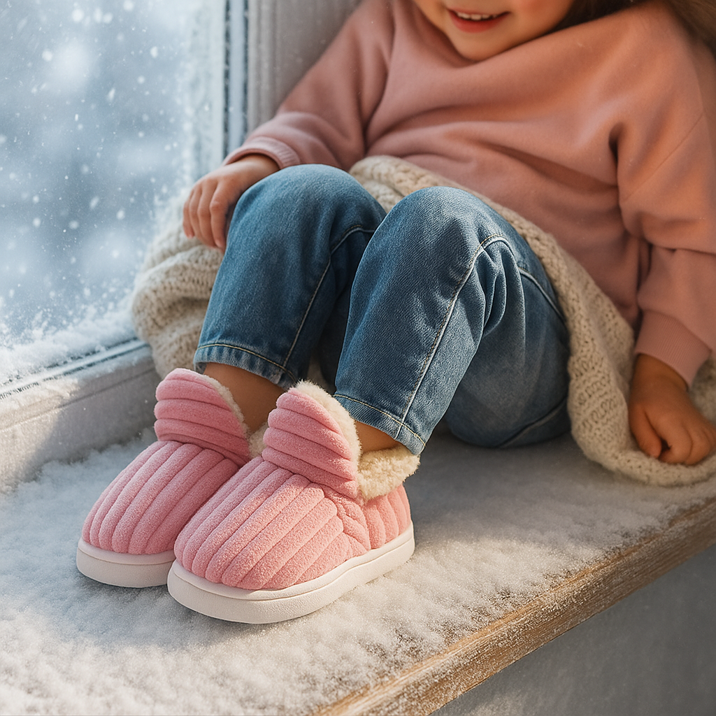 Pantoufles d’hiver douces et antidérapantes pour enfants