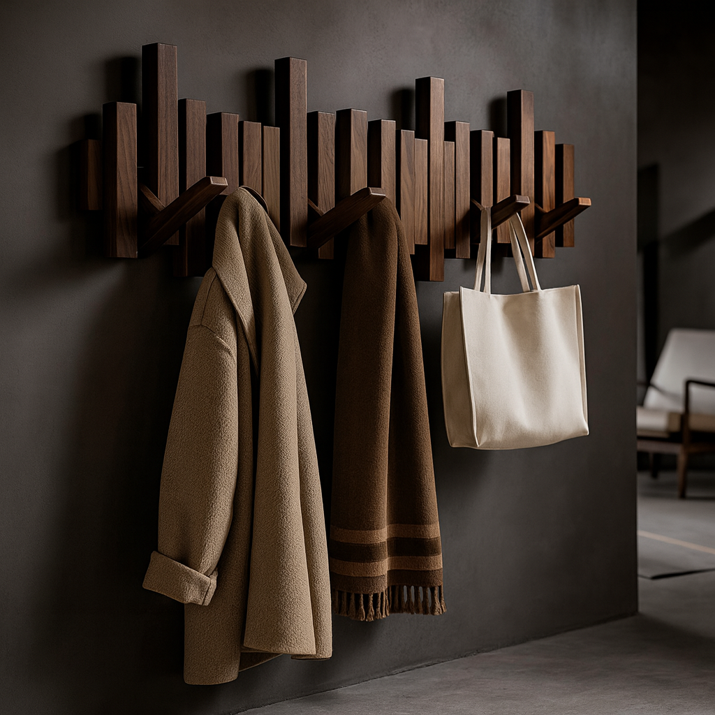 Support mural à crochets design en bois – Élégance et praticité