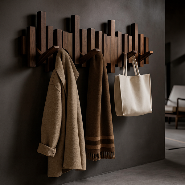 Support mural à crochets design en bois – Élégance et praticité