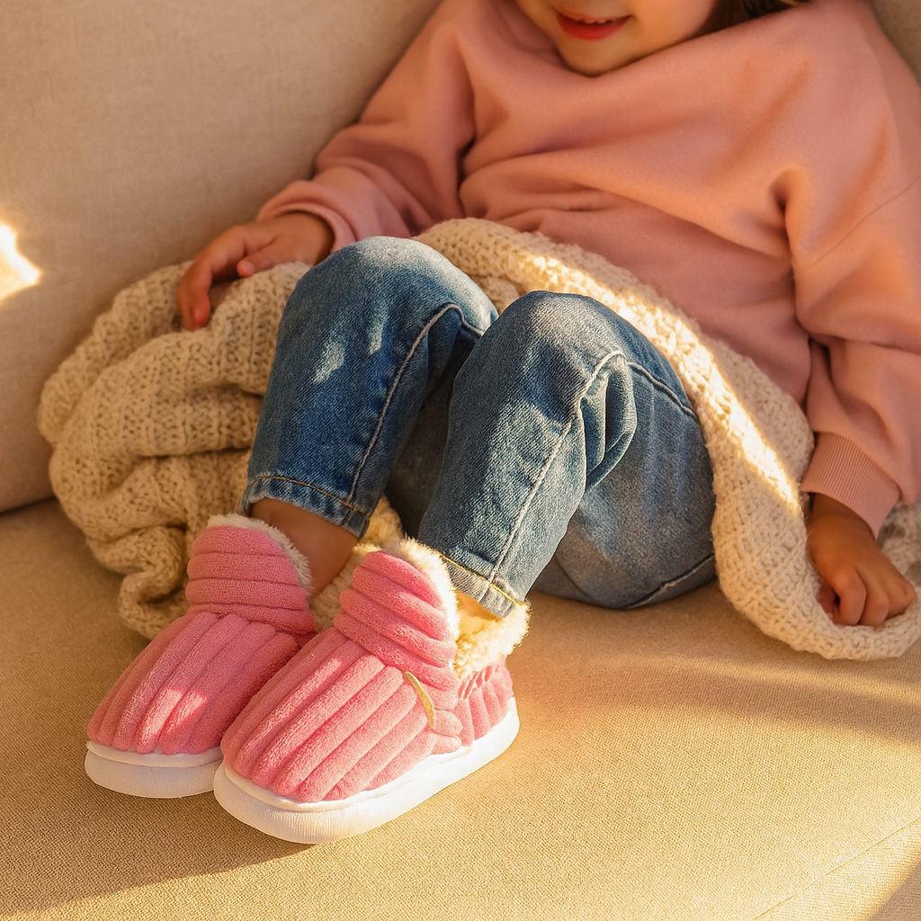 Pantoufles d’hiver douces et antidérapantes pour enfants