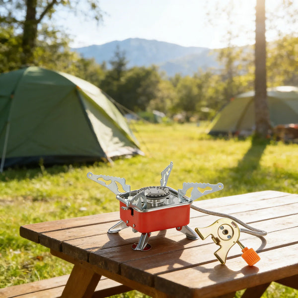 Réchaud Camping Gaz Portable — Pliable & Coupe-Vent