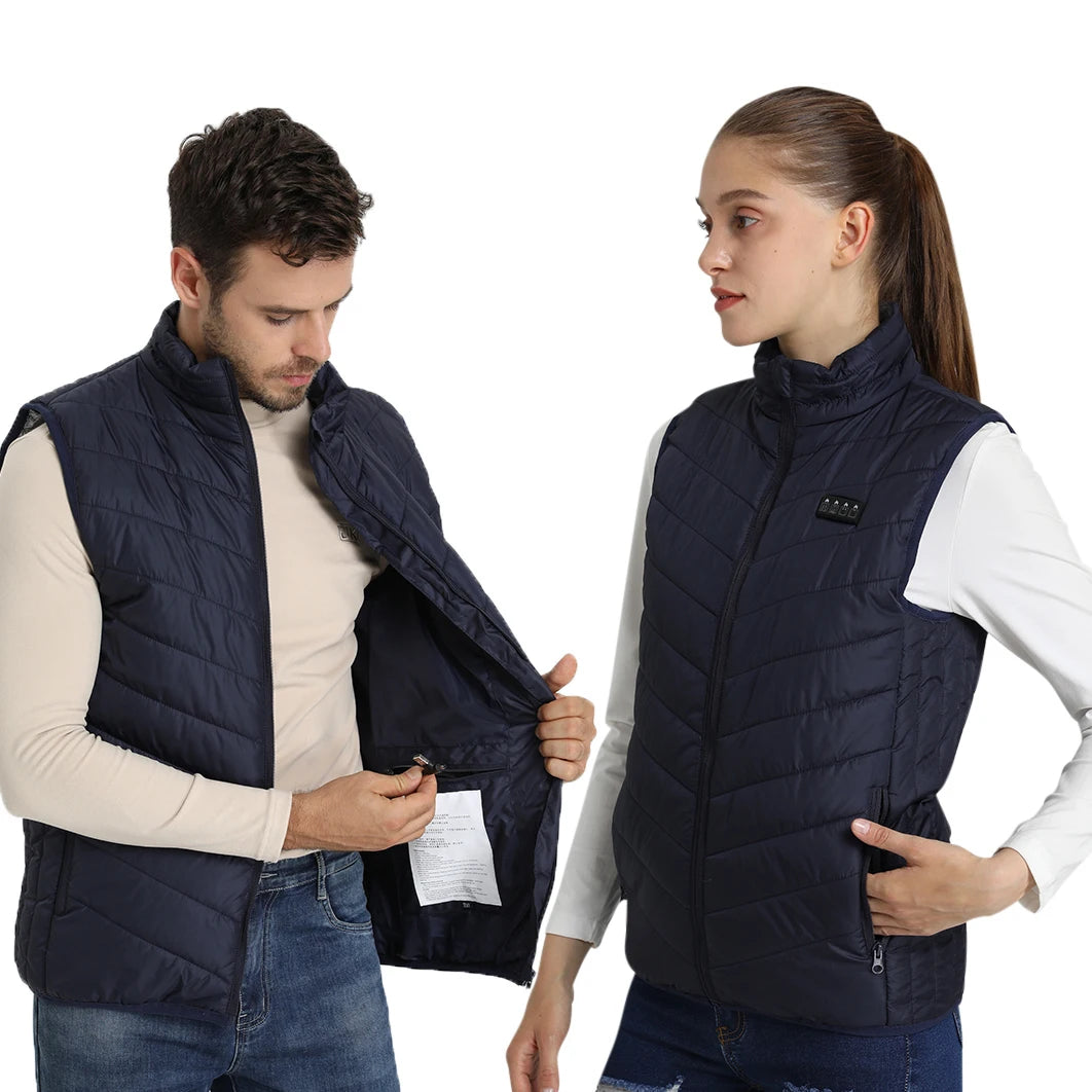 Gilet chauffant unisexe avec batterie USB – 17 zones de chaleur