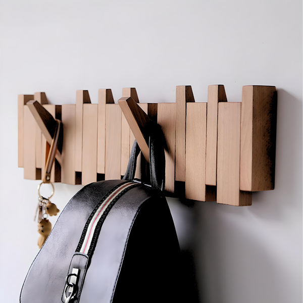 Support mural à crochets design en bois – Élégance et praticité