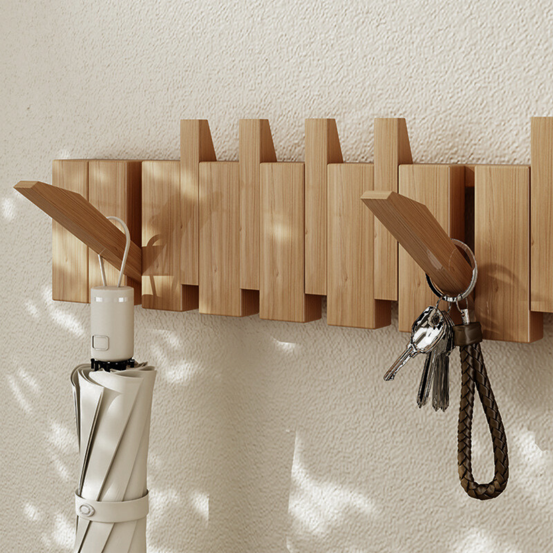 Support mural à crochets design en bois – Élégance et praticité