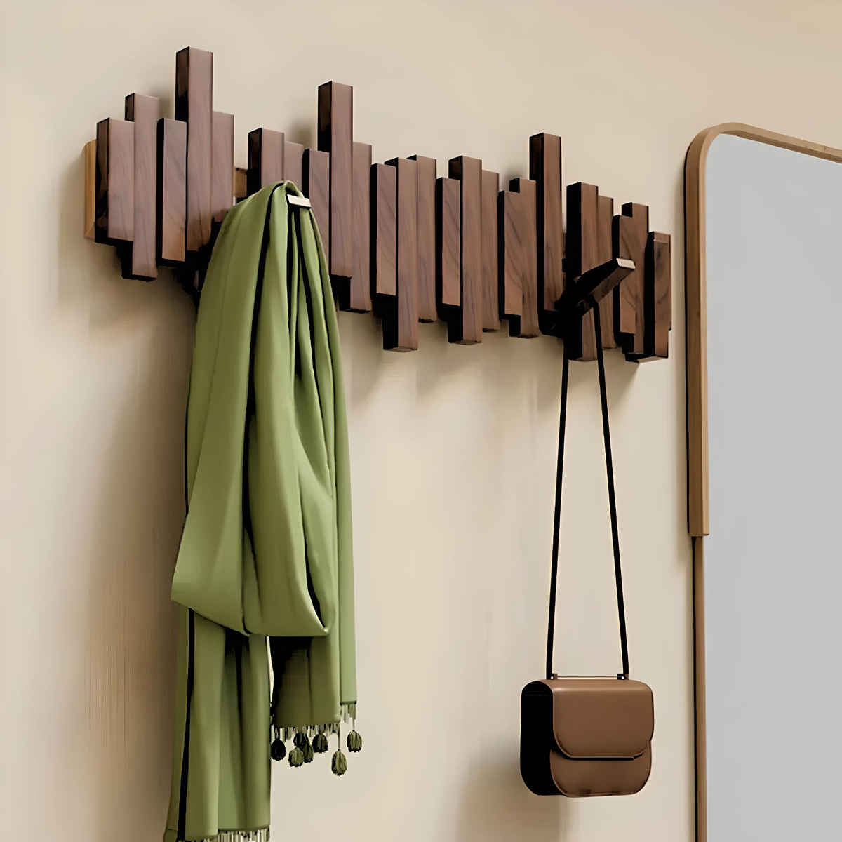 Support mural à crochets design en bois – Élégance et praticité