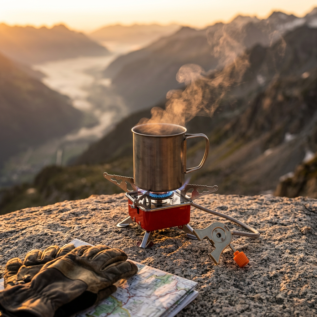 Réchaud Camping Gaz Portable — Pliable & Coupe-Vent