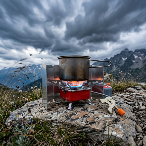 Réchaud Camping Gaz Portable — Pliable & Coupe-Vent