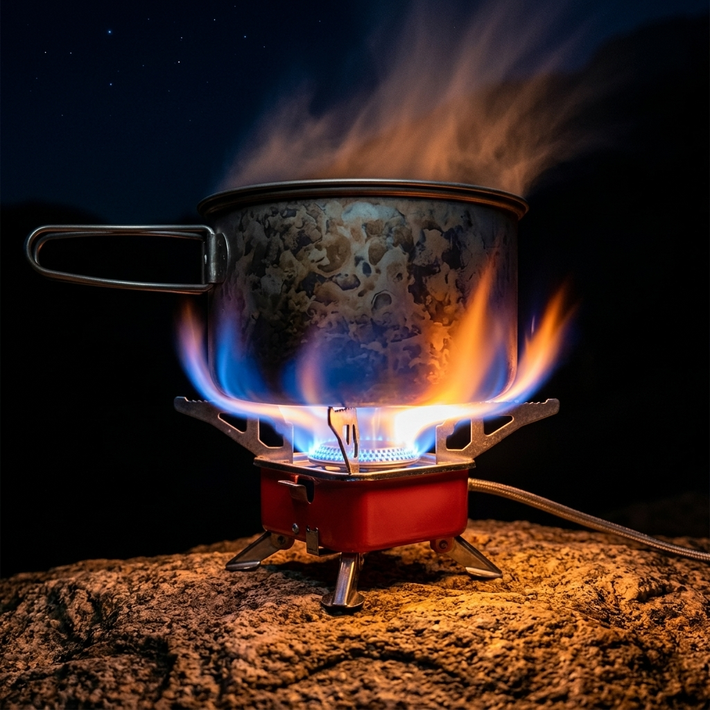 Réchaud Camping Gaz Portable — Pliable & Coupe-Vent