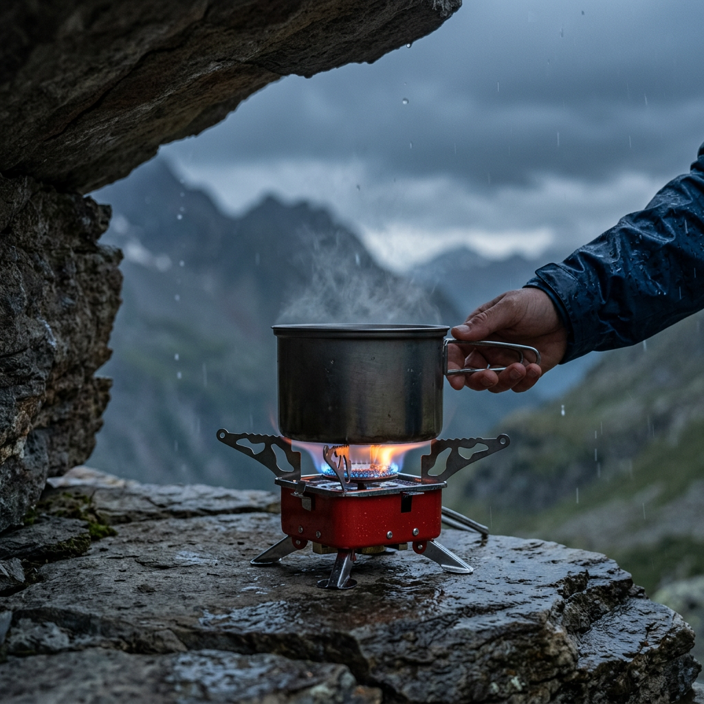 Réchaud Camping Gaz Portable — Pliable & Coupe-Vent