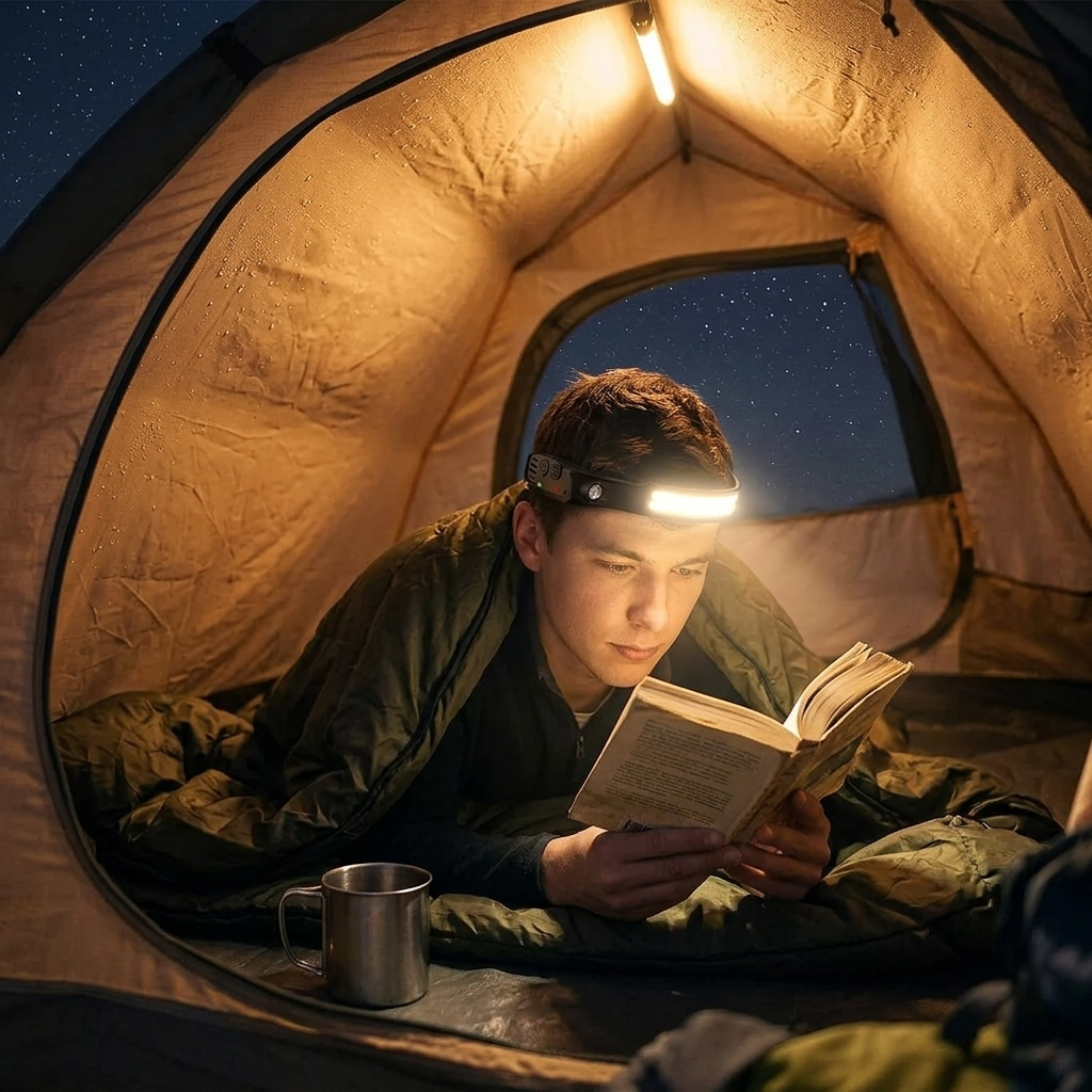 Lampe Frontale LED Rechargeable USB — 5 Modes & Capteur de Mouvement