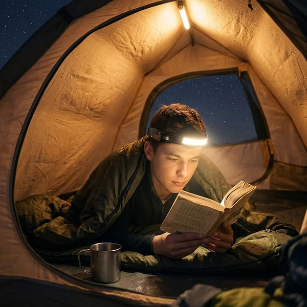 Lampe Frontale LED Rechargeable USB — 5 Modes & Capteur de Mouvement