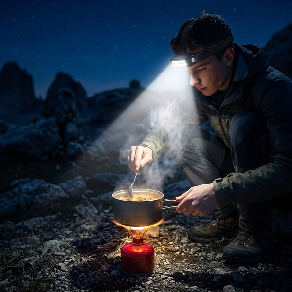 Lampe Frontale LED Rechargeable USB — 5 Modes & Capteur de Mouvement