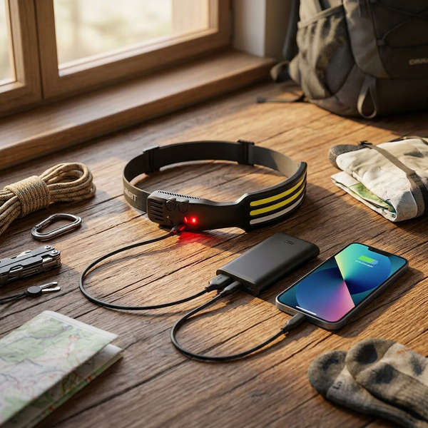 Lampe Frontale LED Rechargeable USB — 5 Modes & Capteur de Mouvement
