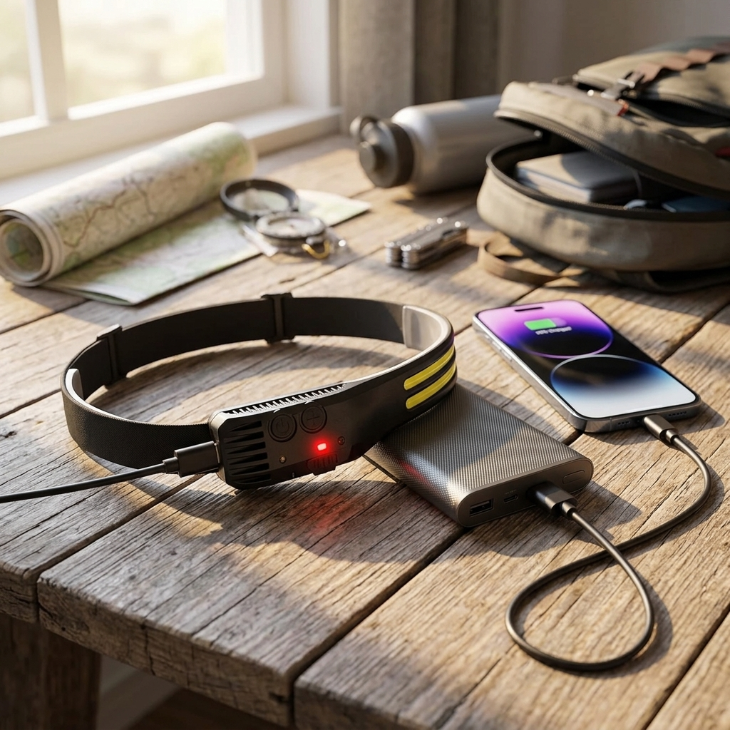 Lampe Frontale LED Rechargeable USB — 5 Modes & Capteur de Mouvement