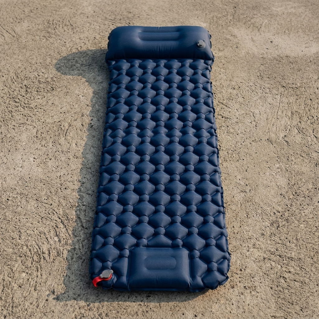 Matelas Gonflable Camping avec Oreiller Intégré — Nid d'Abeilles