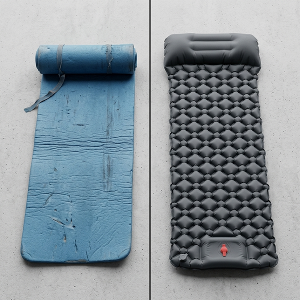 Matelas Gonflable Camping avec Oreiller Intégré — Nid d'Abeilles