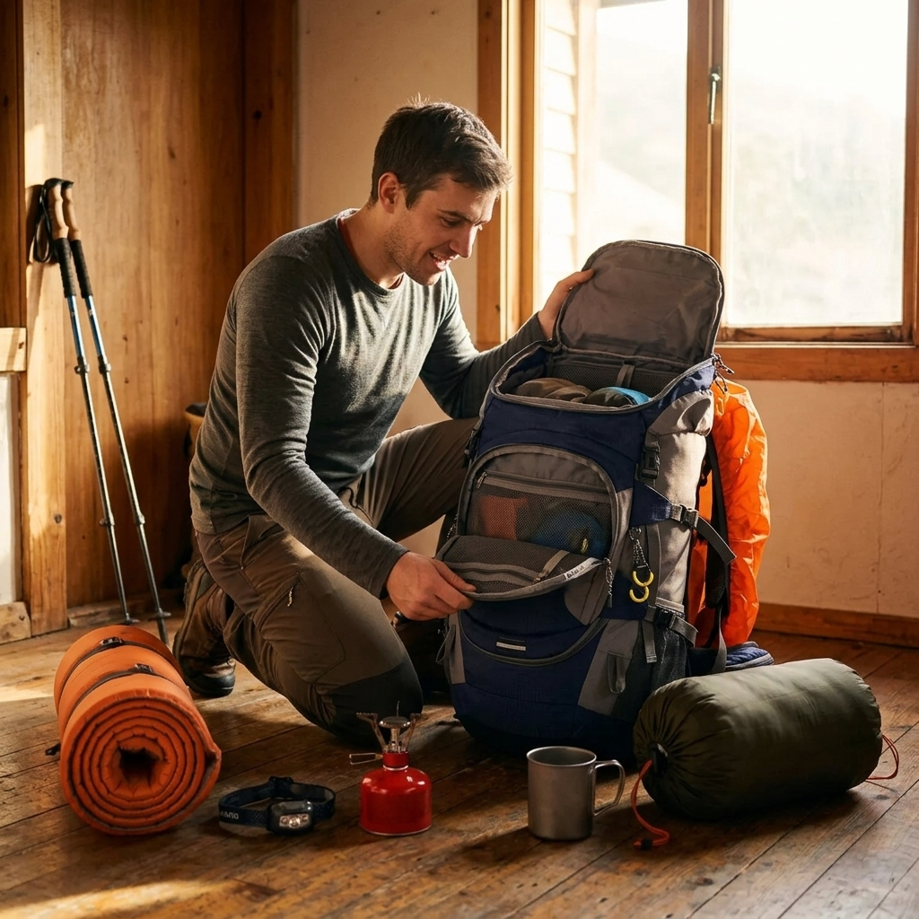 Sac à Dos Trekking 60L Imperméable — Housse de Pluie Incluse